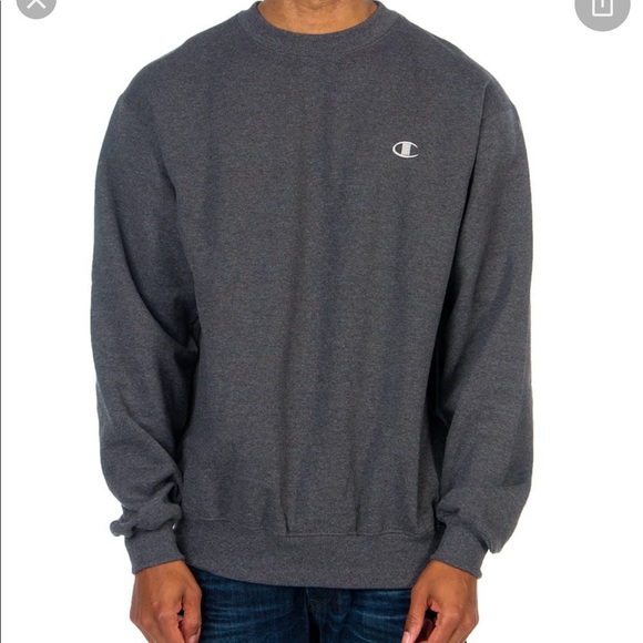 CHAMPION ECO Authentic Crew Neck Pullover Sweatshirt Gray Size S Embroidery Logo